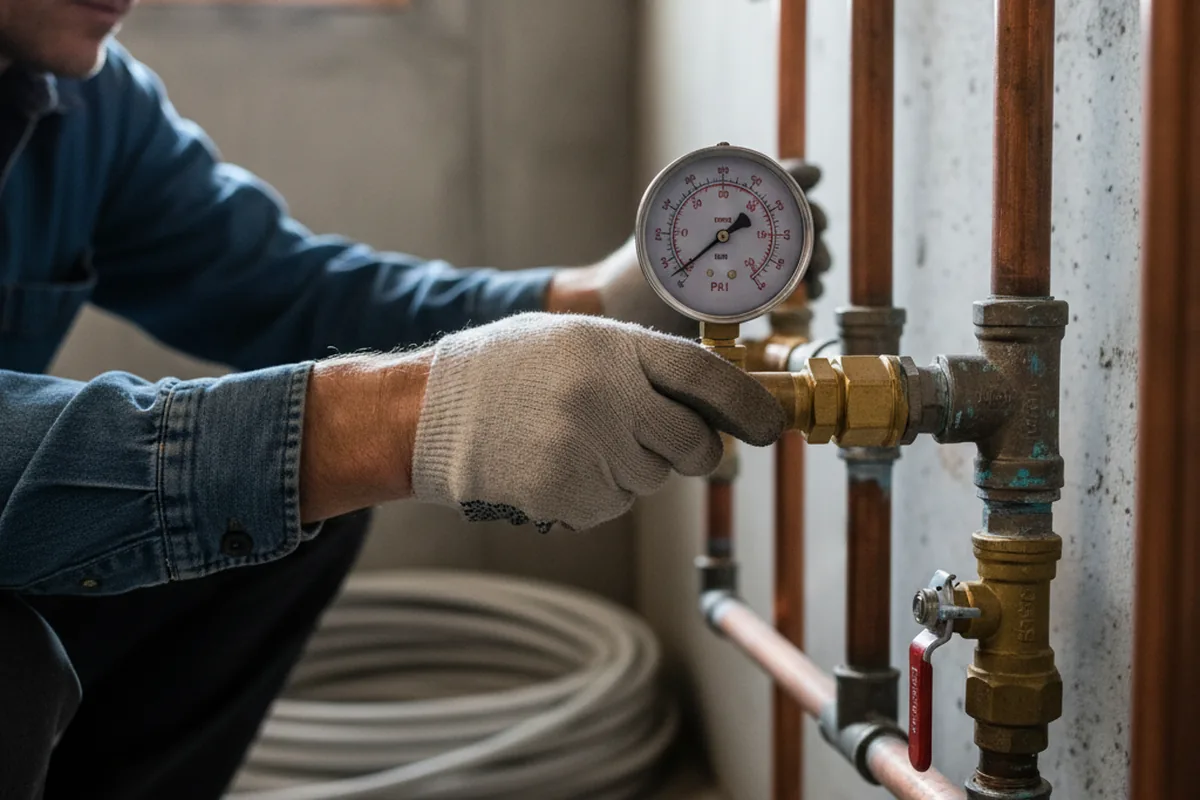Pressure testing a repaired line during Water Line Repair in Eloy